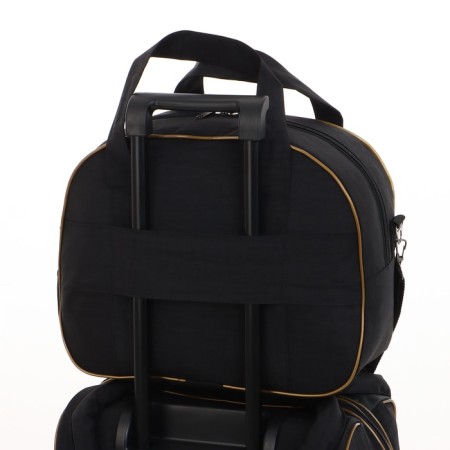 Small Small suitcase 20 "with a bag, a lightning department, with an extension, the color is black-12