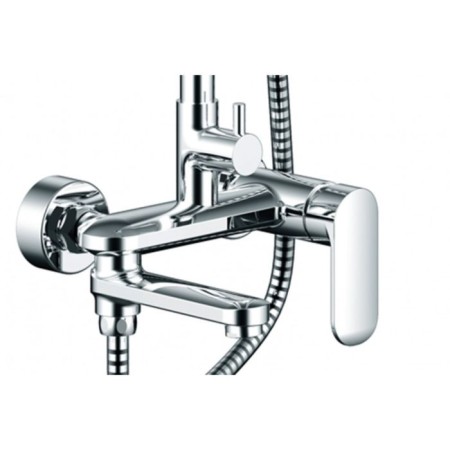 Bravat Opal R shower column with a bath mixer, swing pour (upper shower of round shape)-3