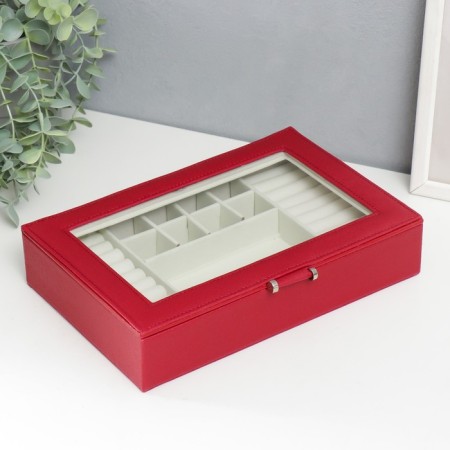Casket to the leatherette for jewelry "Hamptons" red 5.5x27x18 cm