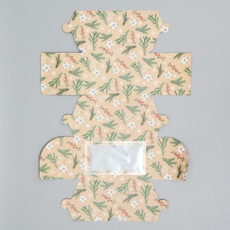 Folding box with bilateral application “Happy New Year!”, Cotton, 16 x 10 x 10 cm, New Year-7