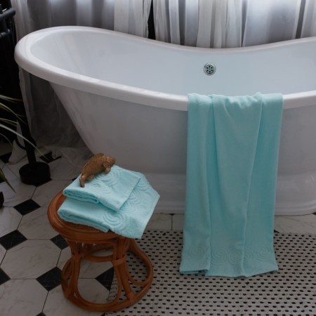Terry Love Life Border, 30x60 cm, light blue, 100% cotton, 380 g/m2-5