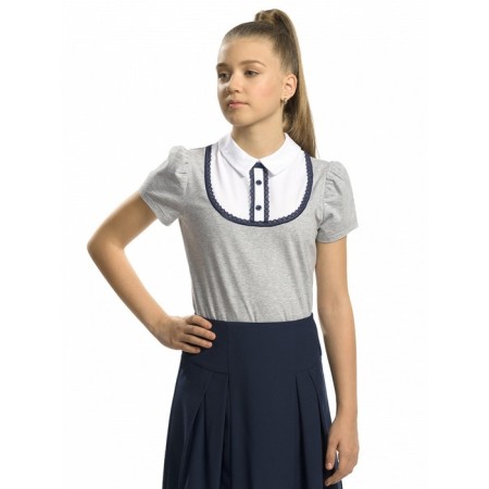 T-shirt for girls, height 152 cm, light gray color-1