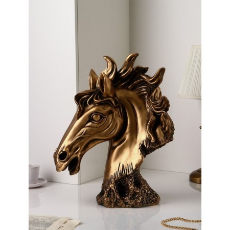 Figure "Horse head", polystone, 51 cm, color gold-1
