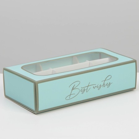 Box for 6 sweets, confectionery packaging "Best Wishes", 10.2 x 20 x 5 cm-1