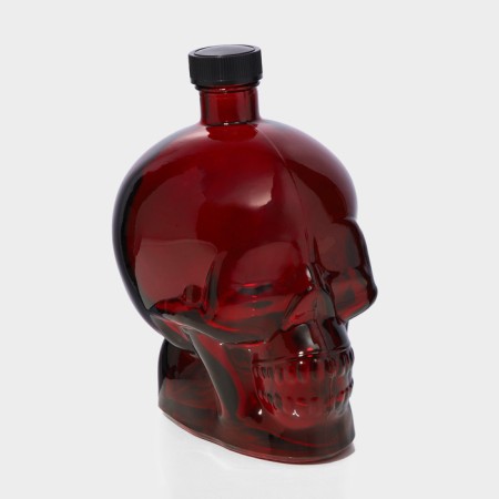 Glass bottle "Skull", 0.77 l, red color