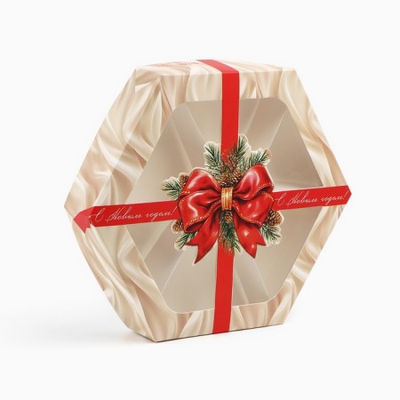 Folding box "New Year's bow", 23 x 23x 4 cm, New Year-2