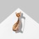 Brooch "cat", white color in gold
