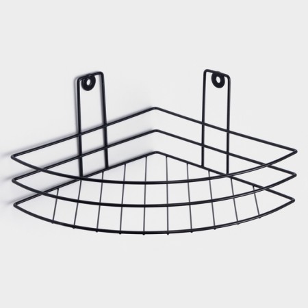 Corner shelf, 1 tier, 20 × 20 × 10.5 cm, black color