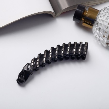 Hair Banana "Adele" stripes, 11.5 cm, silver-black