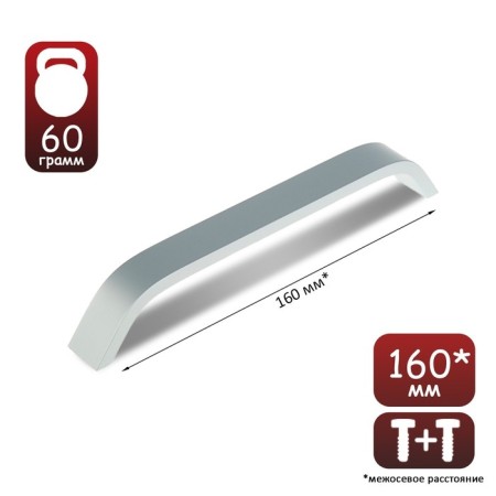 Frill handle RS109, m/o 160 mm, matte chromium, 4 pcs TMP