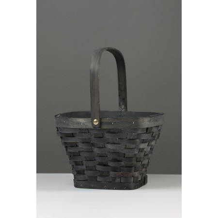 Set 3 pcs of wicker baskets, 28x28x16, 23x23x14, 18x18x12 cm, handle h = 14cm, gray-5