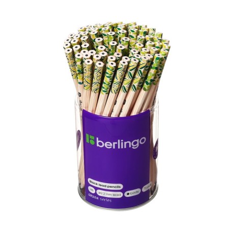 Black granographic pencil Berlingo "Green Series", HB, hexagonal, sharpened, plastic, assorted-5