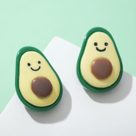 Avocado plastic earrings with a smile, color-1