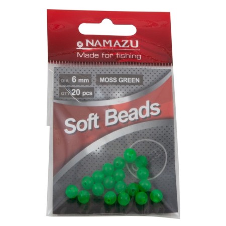 Feeder bead Namazu Soft Beads, PVC, D = 6 mm, round, dark green 20 pcs.-1