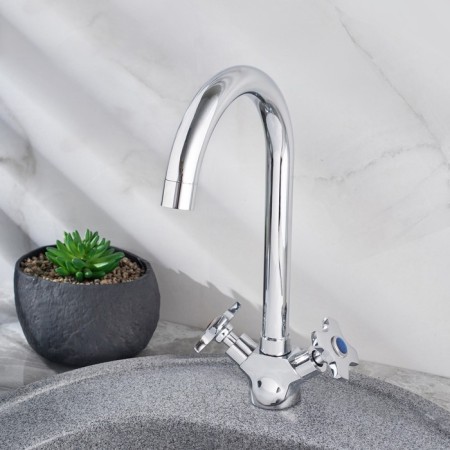 Kitchen mixer RMS SL115-274F, two-wound, fastening nut, high spout, chrome-1