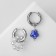 Earrings with the removable element "Transformer" flower, white-blue color in silver