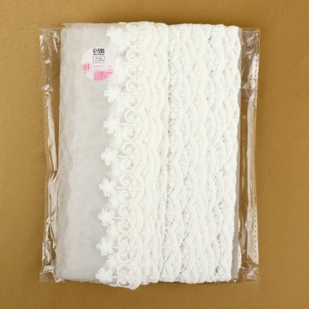 Lace on a grid, 70 mm × 9 ± 0.5 m, white color-2