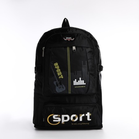 A backpack with a lightning with an increase, 55l, 5 external pockets, black color