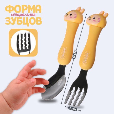 A set of children's cutlery in the “Tigers” case, fork, spoon-2