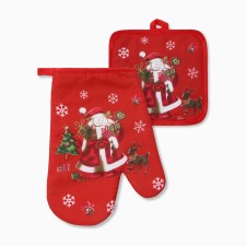 New Year. Kitchen set of 2 edges of the new year “New Year” Squeezing 17*17cm, mittens-plate 26*16cm, 100%p/e