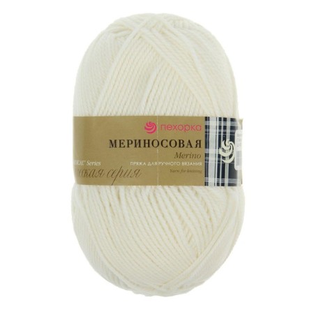 Gero "merinosa" 50% merino.Shyre, 50% acrylic 200m/100g (01-white)-5