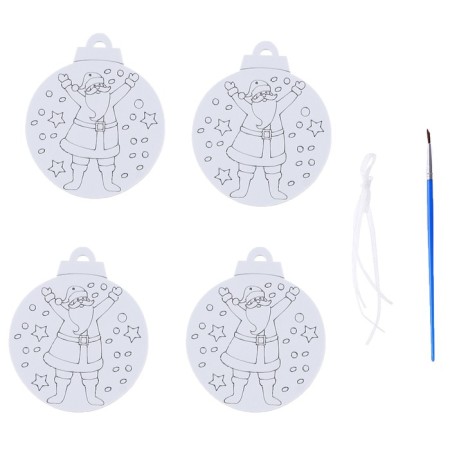 Christmas tree decoration for coloring "Joy" 4 pcs., Brush-1
