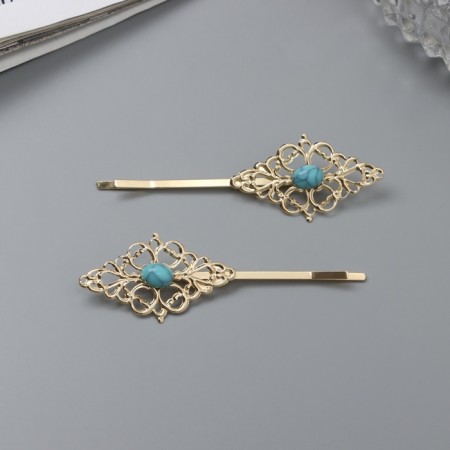Invisible hair "Oline" (set 2 pcs) patterns, 7 cm, gold