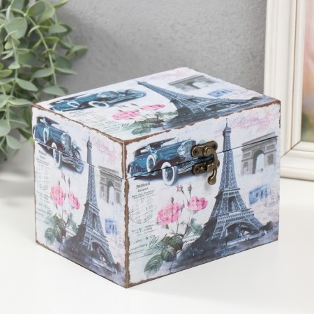 Casket Wood "Eiffel Tower and Pion" 12x16x12 cm