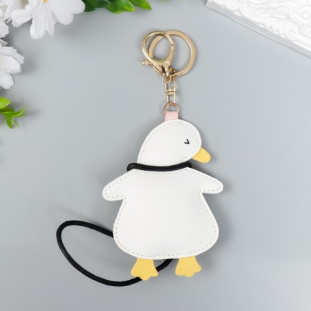 A keychain to the leatherette with carbine "Duckling squints" 10x7.6 cm-1