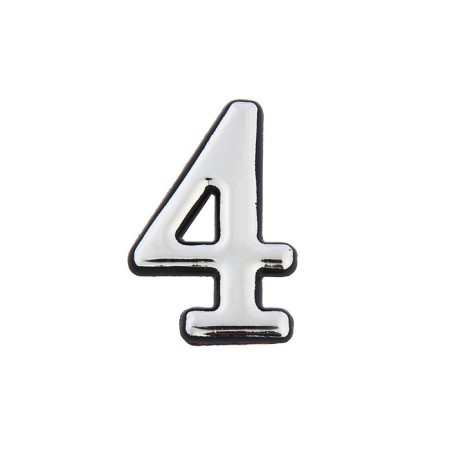 Door number "4", plastic, chromium color
