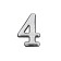 Door number "4", plastic, chromium color