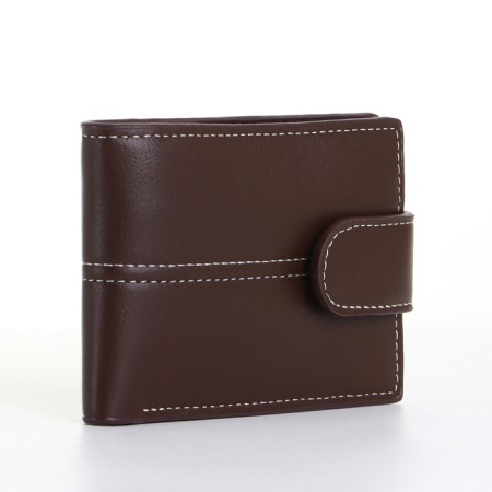 Male purse on the button, brown color