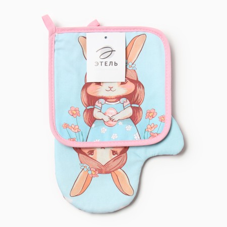 Set of kitchen. Ethel "Bright Easter" mittens-seging 20x28cm, capture 19x19cm, 100% HL-5