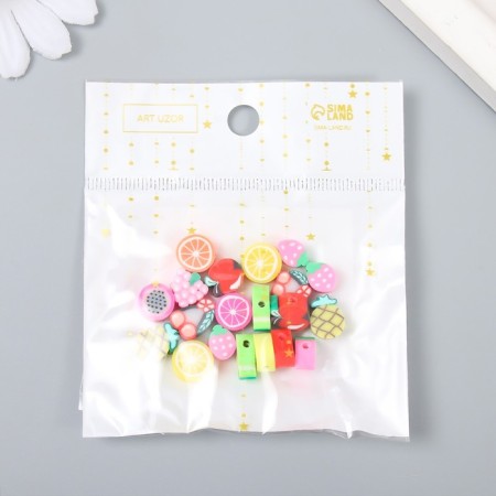 Beads for the creativity of PVC "Fruit" mix set 20 pcs 1x1x1 cm-3