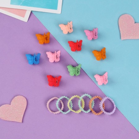 Hair set "Sun" (6 elastic bands, 10 crab) butterfly, mix-2