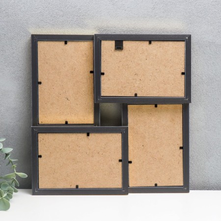 Photo frame plastic in 4 photos "Kruzo", col. gold-1