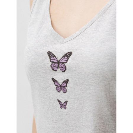 Night shirt female "Three butterflies", size 46, color gray melange-5