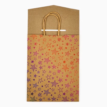 Package with the valve "Happy Birthday", stars, craft, glitter, 19.5 × 10 × 25.2 cm-3
