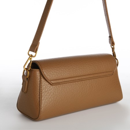 Bag Women's Messenger on the Textura valve, average size, brown color-3