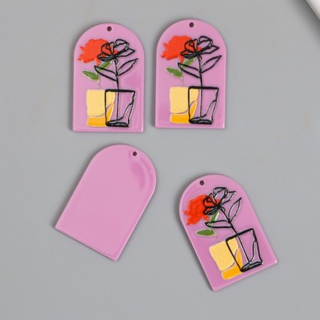 Acrylic decor "Rose in a glass" 0.2x2.6x3.9 cm-1