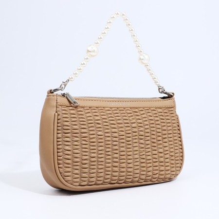Baget Baget with zipper, long belt, beige color-4
