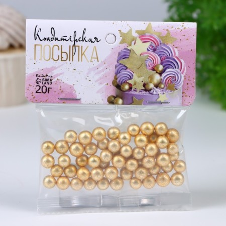 Confectionery decor "The best day", 7 mm, gold, 20 g-1
