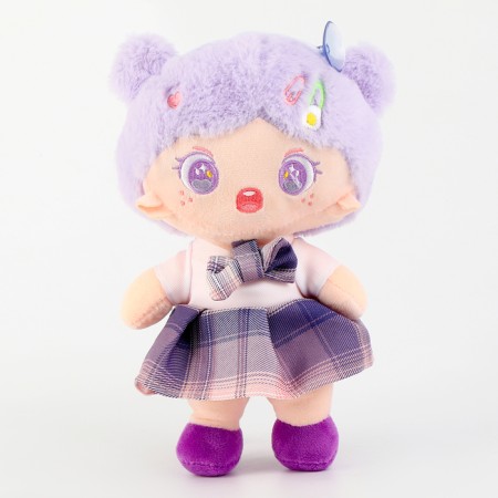 Soft toy "doll" with a clock, 25 cm, yellow color