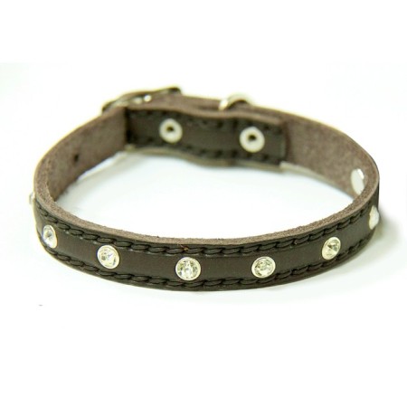 Leather collar with rhinestones "Zononic", Osh 19-26.5 x 1 cm, mix of flowers