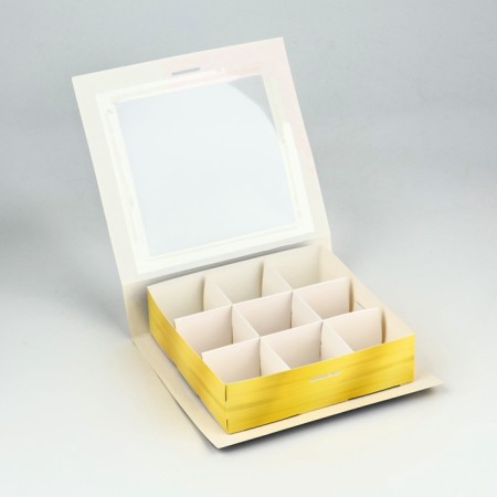 Box for 9 sweets with cells of "Happy holiday!" 14.5 x 13.5 x 3.5 cm-4