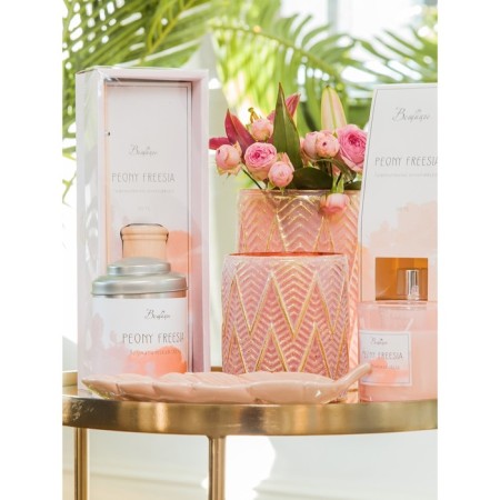 Decorative glass vase-sub-signs, 11 × 11 × 16.5 cm, pink color with golden spray-2
