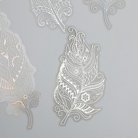 Stickers for creativity "Holography. Feathers" d = 10 cm set 10 pcs 0.2x14x11 cm-2