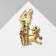 Brooch "cat" on the hunt, the color is red-green in matte gold