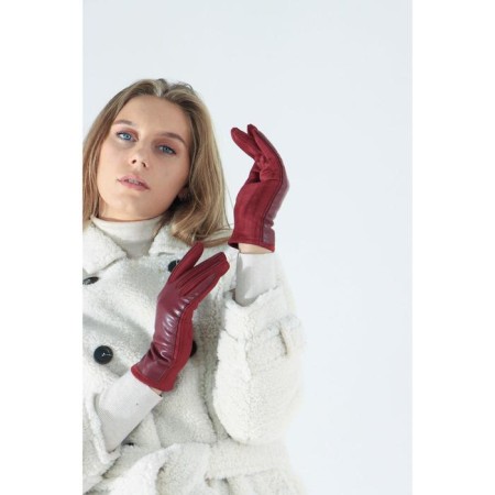 Gloves are female, dimensionless, without insulation, burgundy color-1