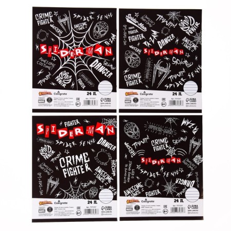 Notebook in a line of 24 sheets, 4 types of mix, cover coated cardboard, spider-man-6